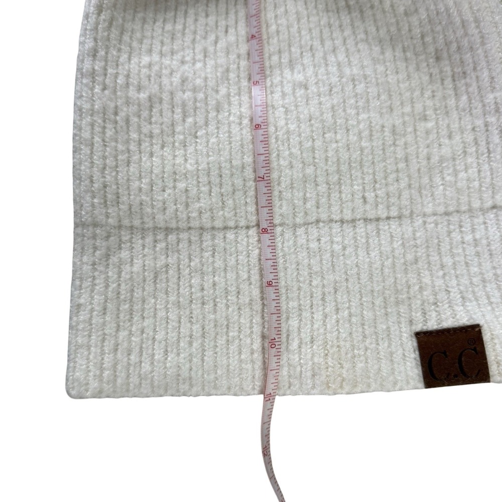 C.C Beanie Women's Winter Hat White Ribbed Knit One Size Warm Soft Snow - Picture 4 of 5